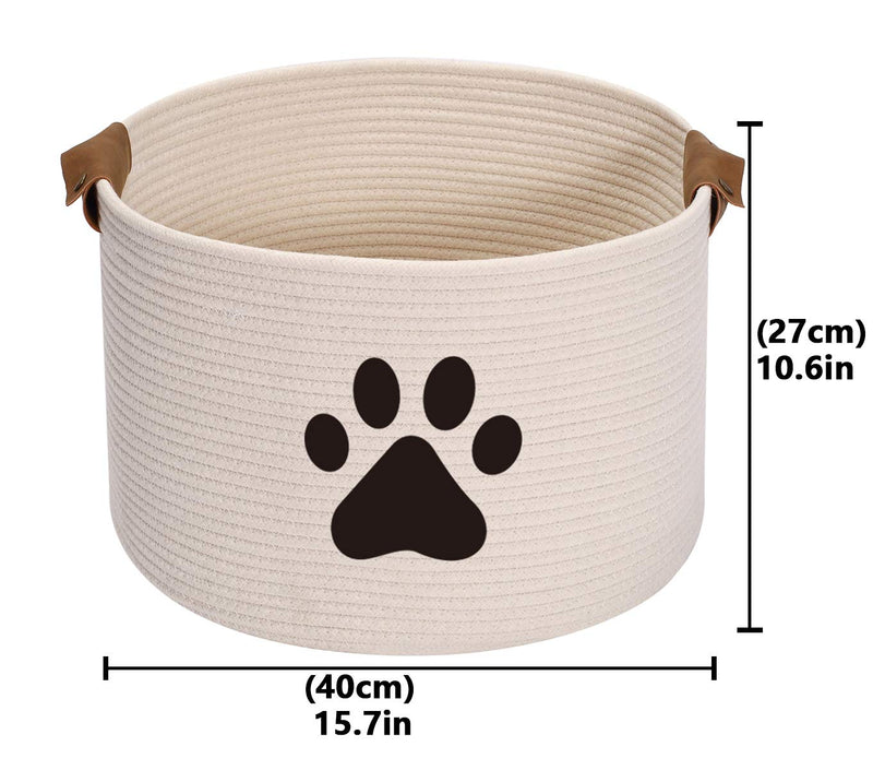 Cotton Rope Pet Toy and Accessory Storage Bin, Dog Cat Toy Baskets Organizer - Perfect for Organizing Pet Toys, Blankets, Leashes and Food - Beige - PawsPlanet Australia