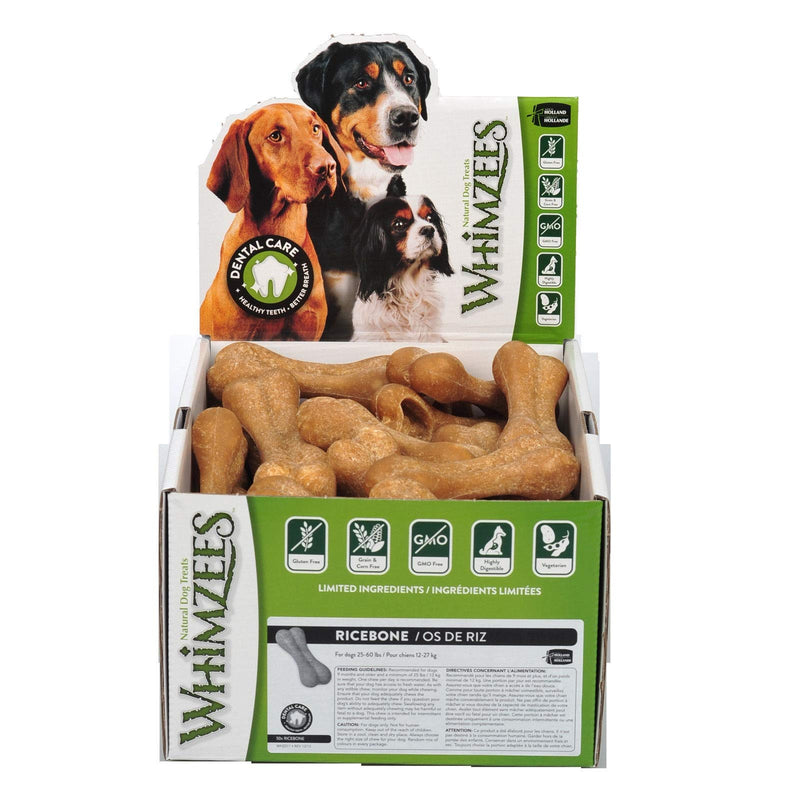 WHIMZEES Natural Dental Dog Treats Rice Bone, 1 x 50 & Natural Dental Dog Treats Veggie Ear, 1 x 18 3 kg (Pack of 1) + Dog Treats Veggie Ear - PawsPlanet Australia