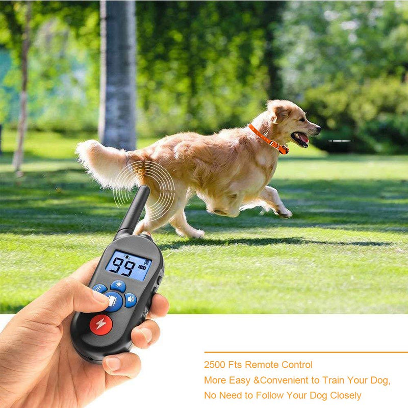 [Australia] - Dog Training Collar, Dog Shock Collar with Remote 2500ft Range with Beep Vibra Shock LED Light, Waterproof IPX7 Electric Dog Bark Collar for Medium Large Dogs 