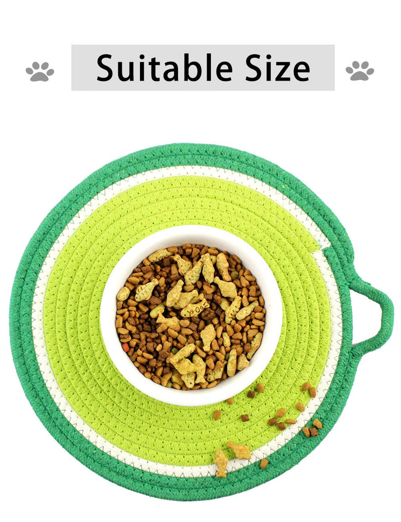 Ptlom Dog and Cat Medium and Small Placemat, Pet Food and Water Mat Suitable for Medium and Small Pets, Prevent Water and Food from Spilling, Cotton 12"*12" Kiwi - PawsPlanet Australia