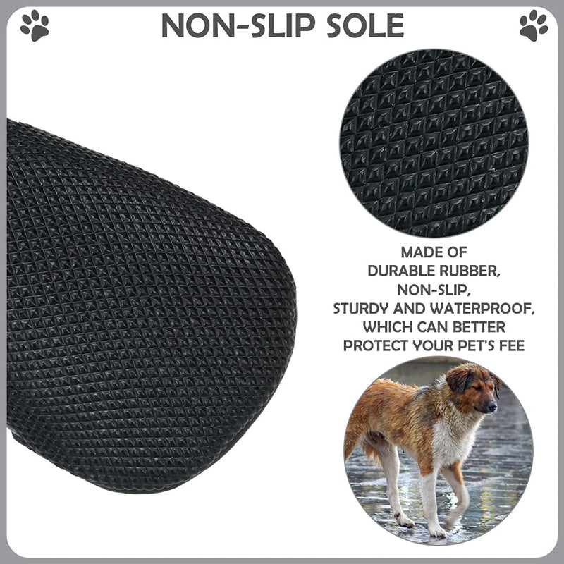 BINGPET Waterproof Dog Boots Dog Shoes - 2 Pairs Reliable Paw Protector with Reflective Straps, Anti-slip Dog Boots for Indoor & Outdoor Small and Medium Dogs, Puppies Black - PawsPlanet Australia