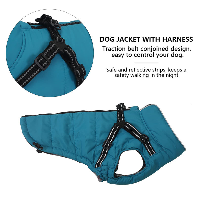 Warm Pet Dog Coats and Jackets for Dogs,Waterproof Reflective Pet Dog Harness Vest Winter Dog Clothes with Chest Strap, Outdoor Walking Adjustable Chest Strap-Blue-XS XS?Backlength?20cm/7.8"? Blue - PawsPlanet Australia