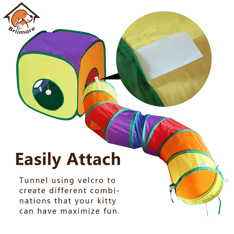 Cat Tunnel Toy and Cubes Combo, Cat Tunnels for Indoor Cats with Play Ball, Interactive Crinkle Collapsible Tent and Cubes, Cat Tube for Puppy Pet Rabbit - All in One Set of 3 (Rainbow) (Rainbow) - PawsPlanet Australia