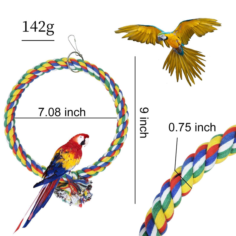 Andiker Bird Swing, Cage Hanging Toys Cotton Rope Swing Bite Resistance Perches Toy Parrot Toy Boredom Breaker for Budgie, Cockatiels, Conures, Finches, Small Parakeets (M 18cm) M 18cm - PawsPlanet Australia