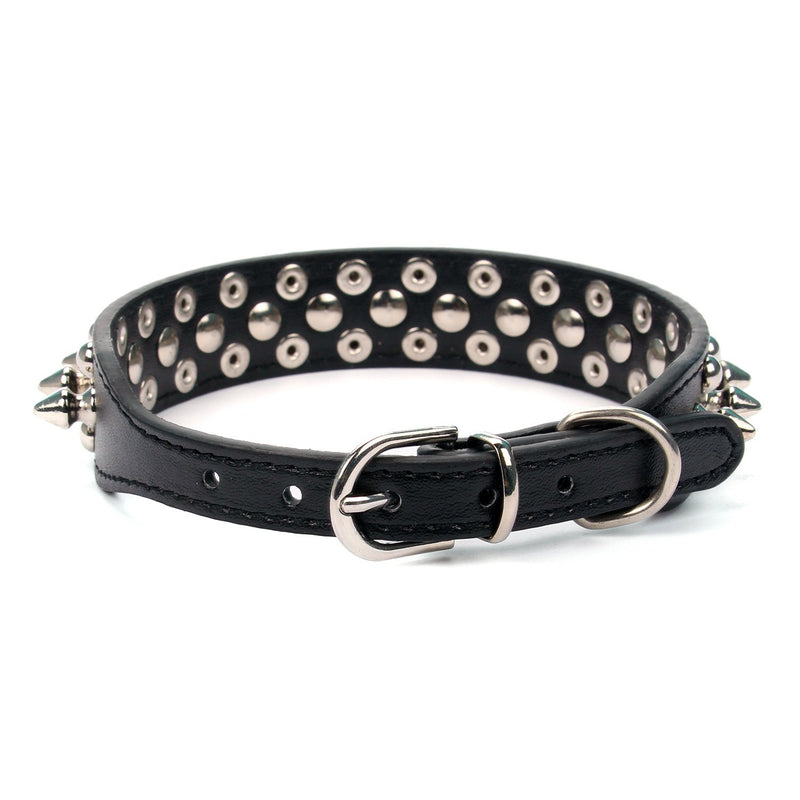 [Australia] - AOLOVE Mushrooms Spiked Rivet Studded Adjustable Pu Leather Pet Collars for Cats Puppy Dogs 8.2"-10.6" Neck Black 