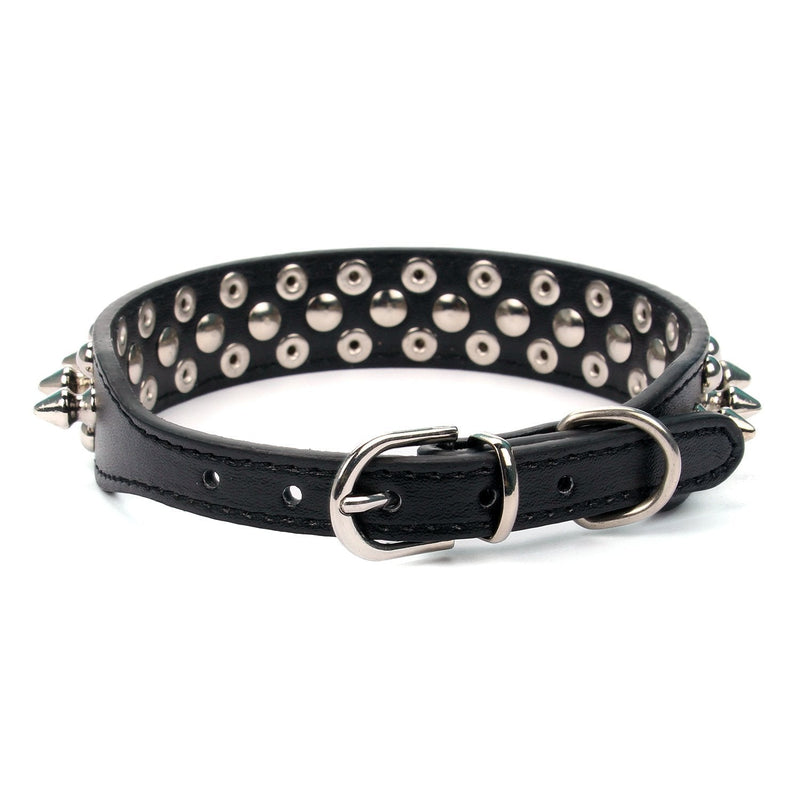 Aolove Mushrooms Spiked Rivet Studded Adjustable Pu Leather Pet Collars for Cats Puppy Dogs 6.3"-8.2" Neck Black - PawsPlanet Australia