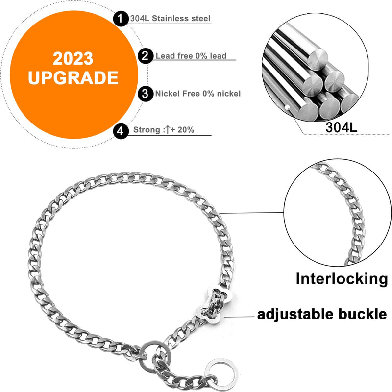 Stainless steel dog collar, adjustable dog collar, P-chain dog collar for dog walking (M (54 cm/21.3 in)) M (54 cm/21.3 in) - PawsPlanet Australia