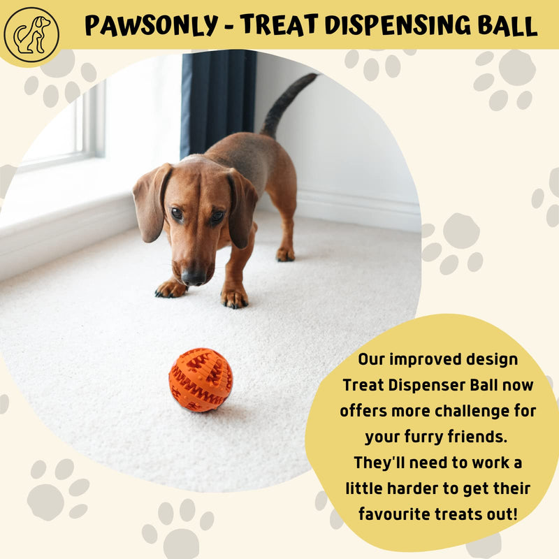 PawsOnly Dog Ball for Small Large Dogs | Food ball for dogs | Puppy toys | Natural rubber | Dental Care Dog Toys | Dog Toy Intelligence Ball (Small 6 cm, Orange) Small 6 cm - PawsPlanet Australia