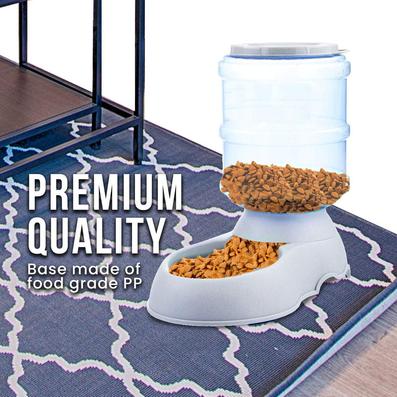 Zento Deals Automatic Self-Dispensing Pet Feeder Premium Quality Replenish Eating Bowl Storage Container Self Feeding Gravity 3.5 liters 1 Gallon Large Capacity Pet Feeder for Dog Cat - PawsPlanet Australia