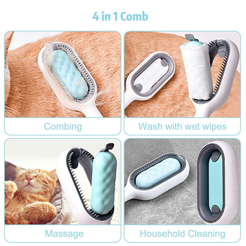 Pack of 2 Cat Brush with Water, Pet Hair Cleaning Brush, Pet Hair Removal Comb with Water Tank, Portable Multifunctional Hair Remover Pet Brush - PawsPlanet Australia