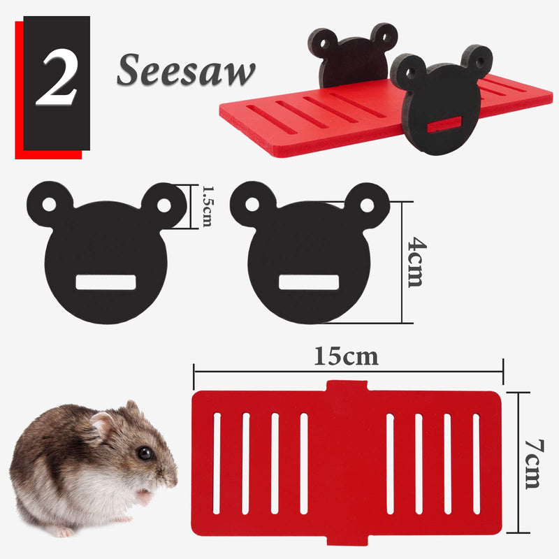 Johiux Hamster Toy, 4 Pcs PVC Toys for Hamster-Hamster Swing, Seesaw, Arch Bridge and Platform Hamster Cage Accessories for Small Pets. - PawsPlanet Australia