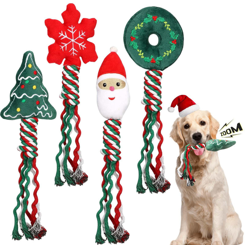 ASSUGO Christmas dog toys, pack of 4 dog toys Christmas, dog toys squeaky interesting, dog toys suitable as gifts for dogs - PawsPlanet Australia