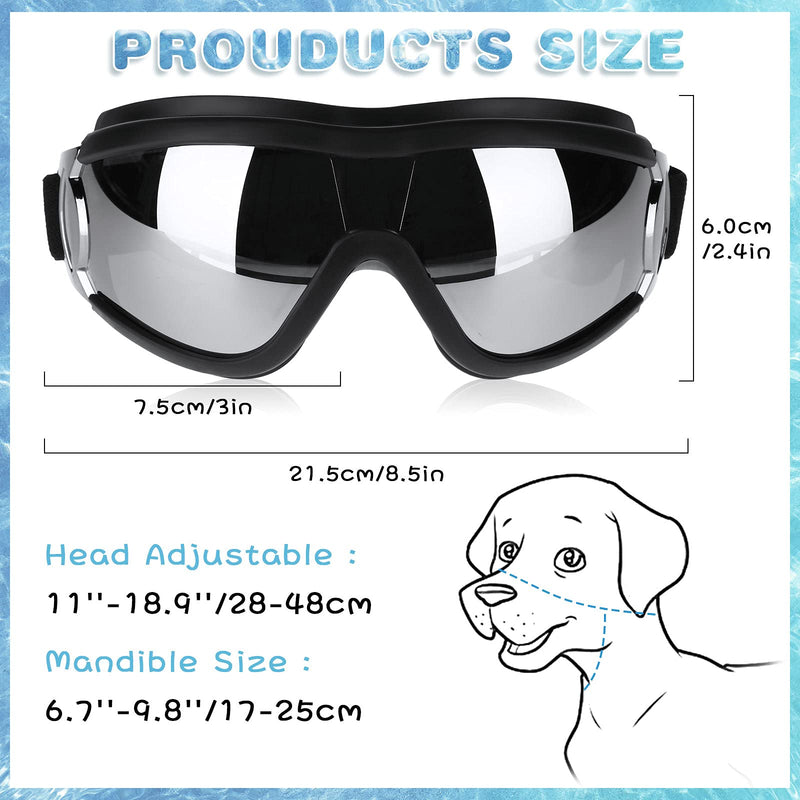 2 Pieces Dog Goggles Dog Sunglasses Snowproof Windproof Dog Glasses Pet Goggles for Travel Skiing Anti-Fog Dog Snow Goggles Dog Eye Protection Goggles with Adjustable Strap for Medium Large Dog - PawsPlanet Australia