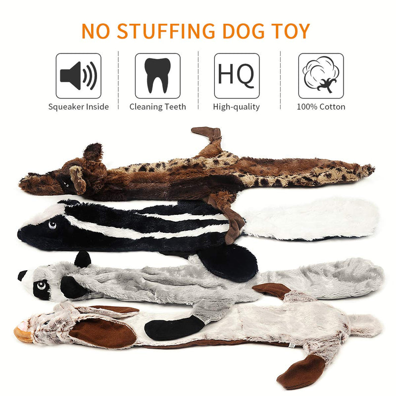 Bojafa Squeaky Dog Toys, No Stuffing Soft Dog Plush Toys 4 Pack, Durable Dog Chew Toys for Boredom Small Medium Large Dogs - PawsPlanet Australia