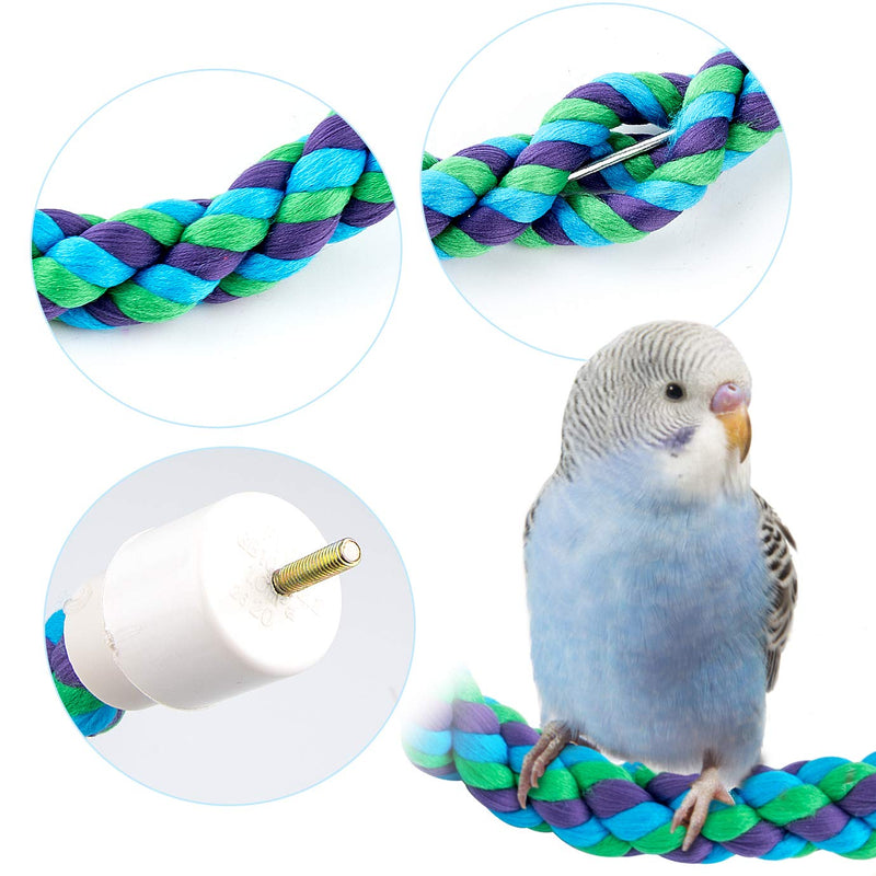 QUACOWW 2 Pieces Bird Rope Perch, Bendable Parrot Perches Bird Cage Stand Sticks Paw Grinding Toys, Bird Toy Rope, Bird Cotton Rope Bird Bungee Toy for Parrot Parakeets Cockatiels（30 cm） - PawsPlanet Australia