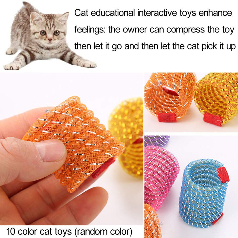 MZSM Colorful Spring Cat Toys,10pcs Cat Toys, Kitten Teething Toys Colorful and Interactive Telescopic Funny Cat Jumping Toy Flexible & Coil Spiral Springs Kitten Chew Toys to Kill Time and Keep Fit - PawsPlanet Australia