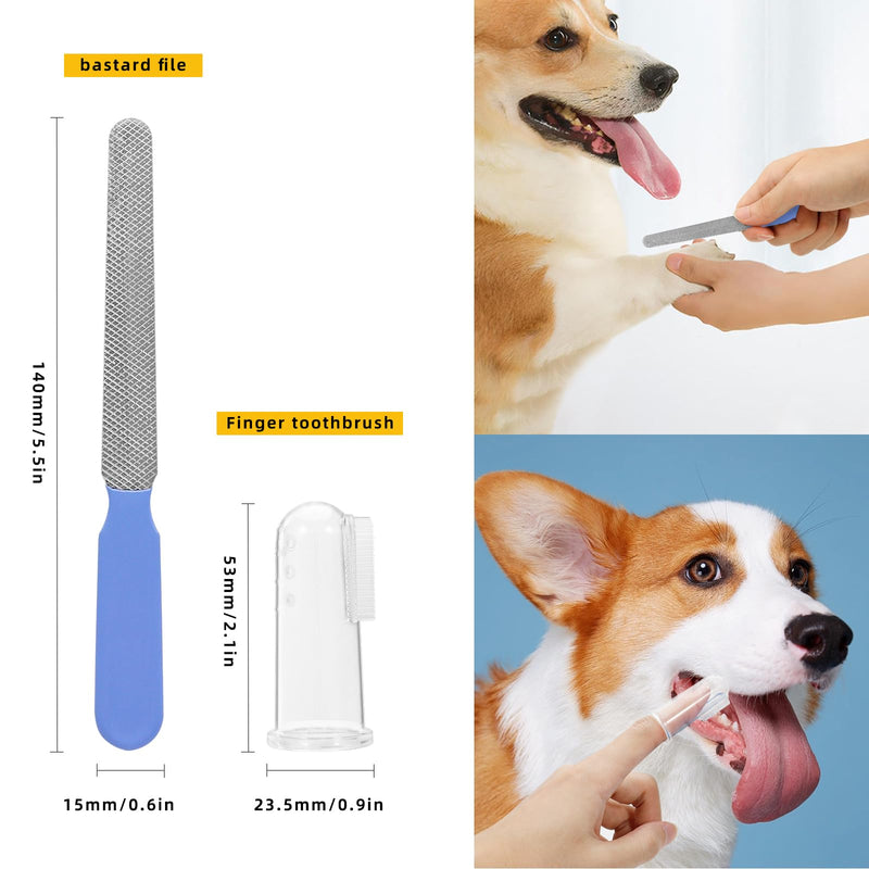 D dDraw 9-piece animal care set, dog scissors set with claw scissors*2, nail file*2, animal fur scissors, pet comb, undercoat brush, pet finger toothbrush, collar for pets, for dogs and cats - PawsPlanet Australia