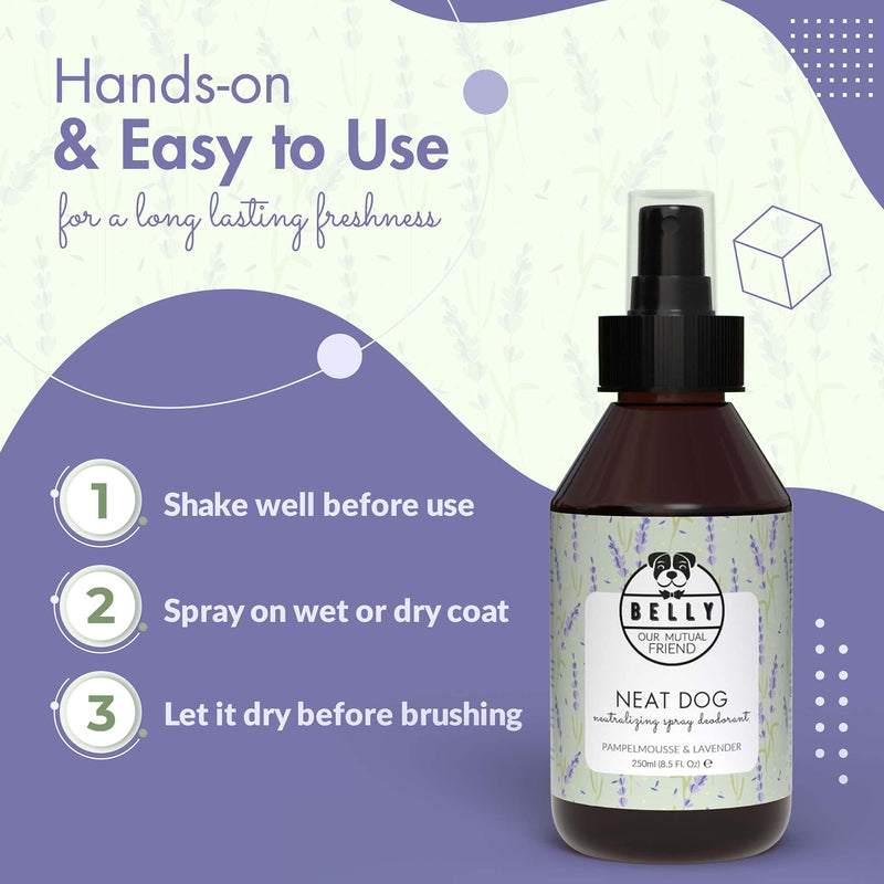 Belly Dog Deodoriser Spray - Natural Dog Perfume Spray and Dog Cologne Spray - Dog Spray For Smelly Dogs - Grooming Products For Dogs, Dog Deodorant Spray, Puppy Spray, Puppy Perfume Spray, 250 ml - PawsPlanet Australia