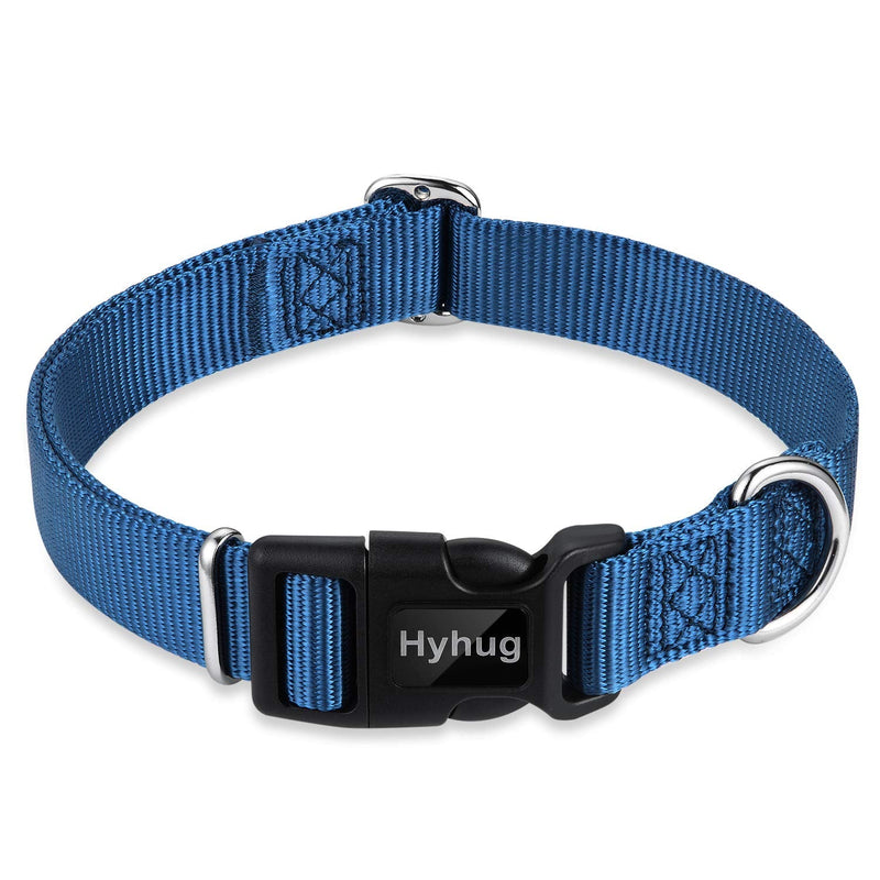 Hyhug designs Classic Basic Dog Collars, Plain Nylon, Secure Quick Buckles, Remove, and Can Hang Dog ID Tags (Small, Classic Blue) Small - PawsPlanet Australia