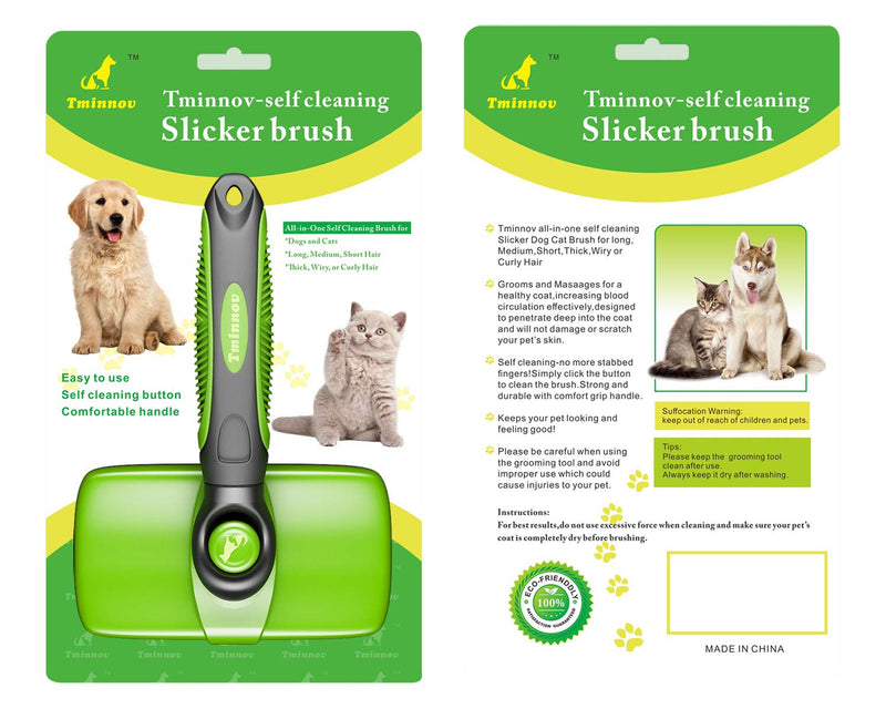 Tminnov Self Cleaning Slicker Brush, Dog Brush / Cat Brush for Shedding and Grooming, Deshedding Tool for Pet - Gently Removes Long and Loose Undercoat, Mats and Tangled Hair - PawsPlanet Australia