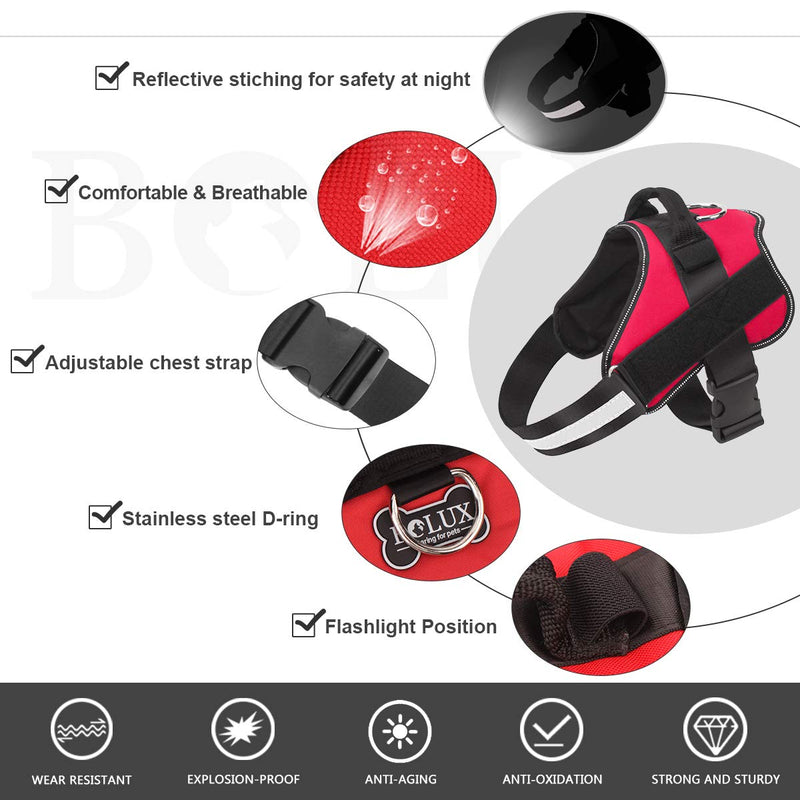[Australia] - Bolux Dog Harness, No-Pull Reflective Breathable Adjustable Pet Vest with Handle for Outdoor Walking - No More Pulling, Tugging or Choking XS: Neck 10-11.5'' (25-29 cm) Red 