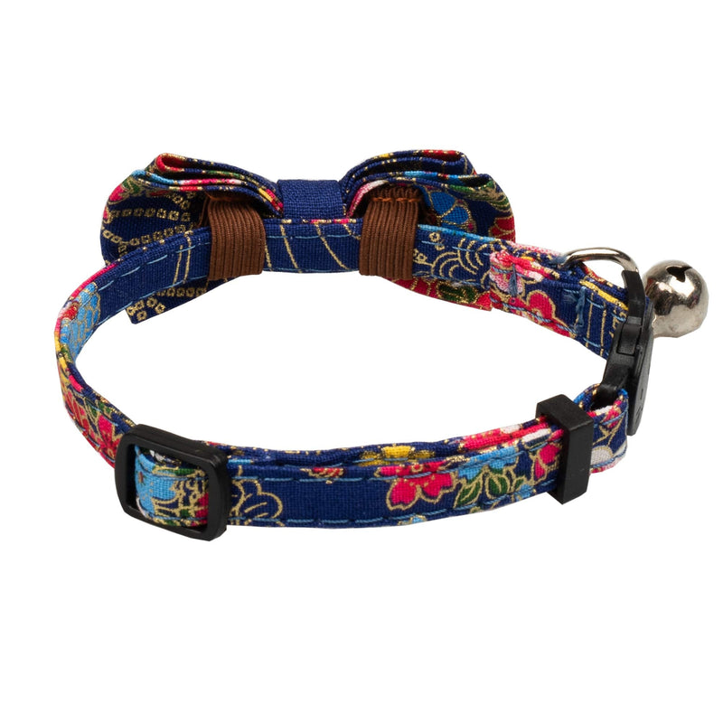 Gyapet Collar for Cats Pets Breakaway with Bell Bowtie Floral Bow Detachable Adjustable Safety Puppy 2pcs Flower-Navy Blue & Red - PawsPlanet Australia