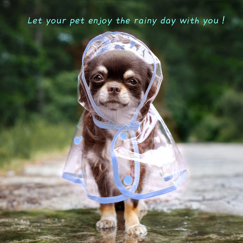 Cooraby 3 Pieces Pet Dog Raincoat Pet Waterproof Rain Clothes Hooded Rain Jacket Transparent Puppy Rain Poncho Pet Rainwear for Small to Medium Dog Blue,White,Green - PawsPlanet Australia