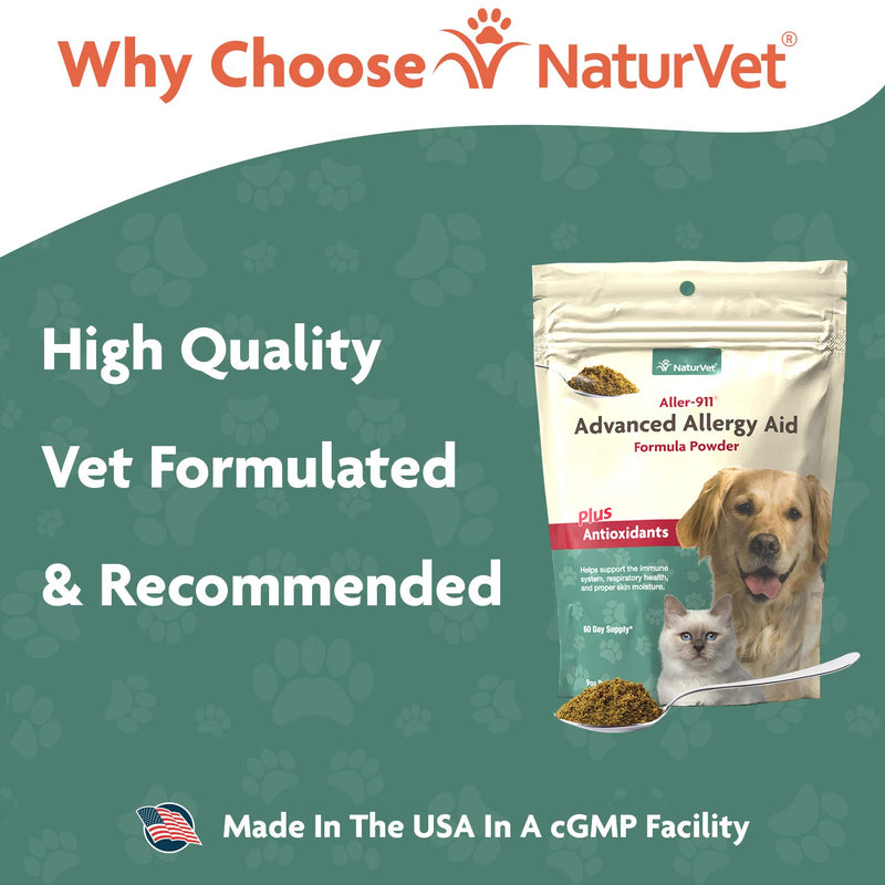 NaturVet – Skin & Coat Allergy Aid Plus Antioxidants – Supports Immune System, Skin Moisture & Respiratory Health – Enhanced with Omegas, DHA & EPA – for Dogs & Cats Aller-911 Advanced Allergy 9 ounce - PawsPlanet Australia