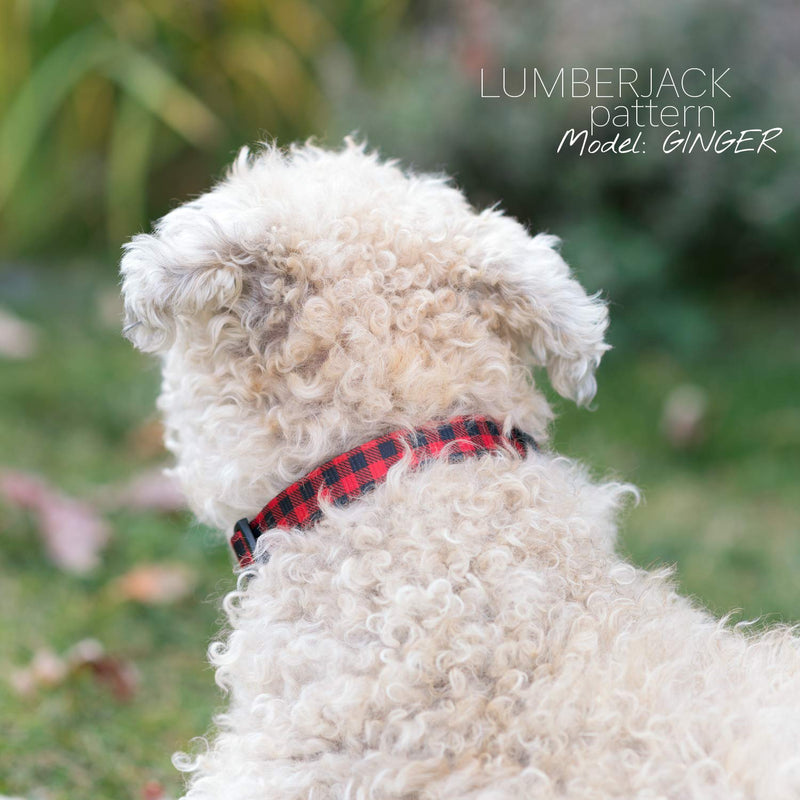 [Australia] - Red Black Lumberjack Plaid Dog Collar Small 