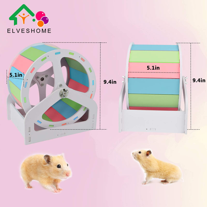 Hamster Exercise Wheels Super Silent Runner with Adjustable Stand Spinner Running Quiet, Include Wheels & Cage Attachment, for Hamsters Gerbils Mice Other Small Pets Animals, Color Strips Blue Green Pink & White - PawsPlanet Australia