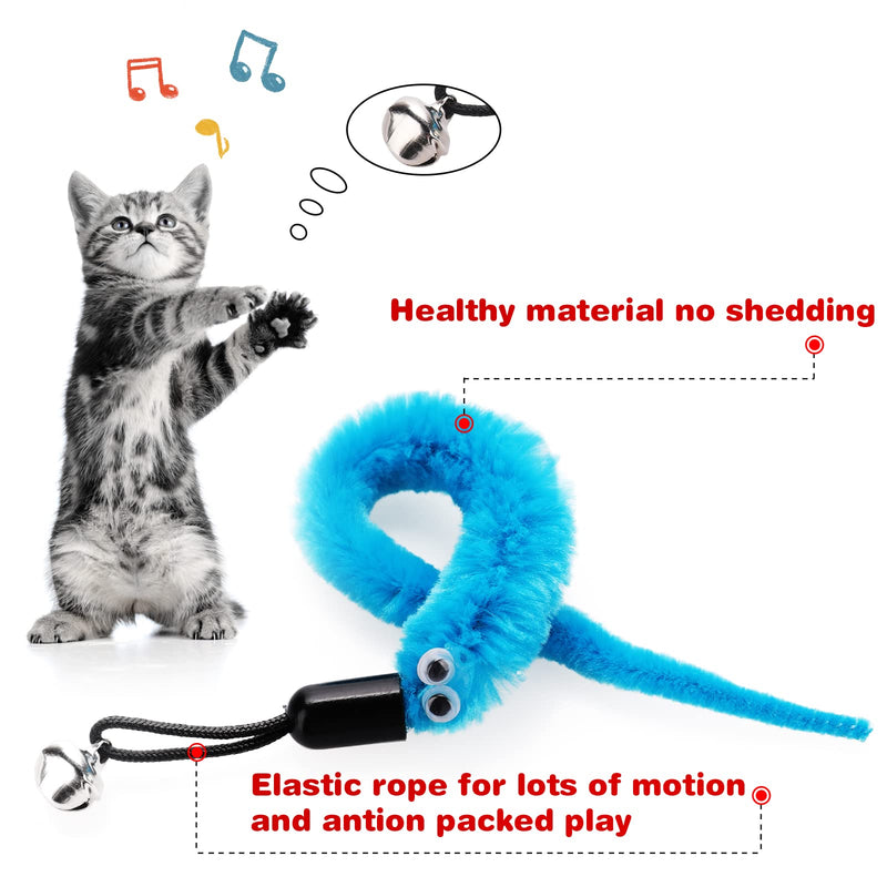 cobee cat toy worms toy replacement with bell, replacement refill, furry tail worm interactive cat hunting toy kitten stick refill attachment for kitten training (12 pieces) 12 x furry tail worms - PawsPlanet Australia