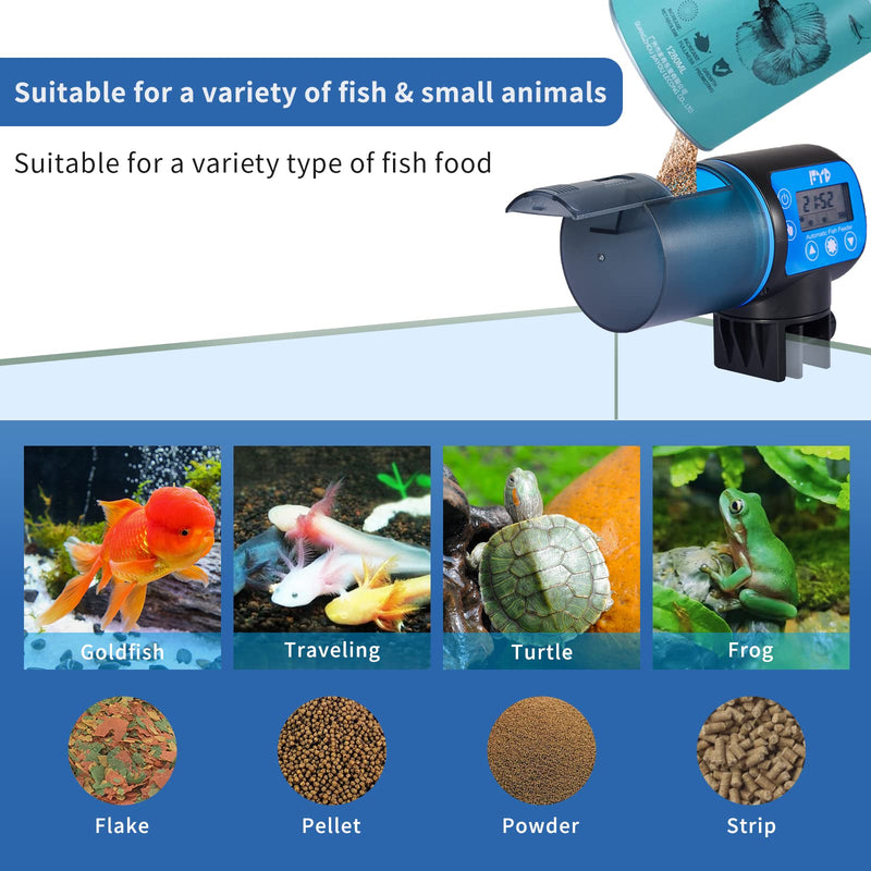 Auto Fish Feeder for Aquarium, FYD Automatic Fish Feeder Food Timer Dispenser for Small Fish Tank, Vacation, Goldfish, 4 Feeding Time/Rotation Adjustable - PawsPlanet Australia