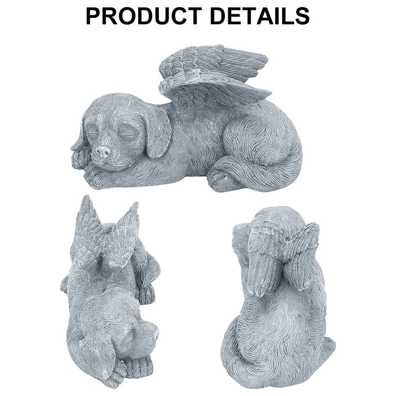 WIOR Pet Memorial Stone, Resin Dog Memorial Statue Pets Grave Marker Grave for Cemetery for Pets Dog Memorial Bereavement Gifts Sleeping Dog Angel Tribute Statue to Honor Cherished Pets - PawsPlanet Australia