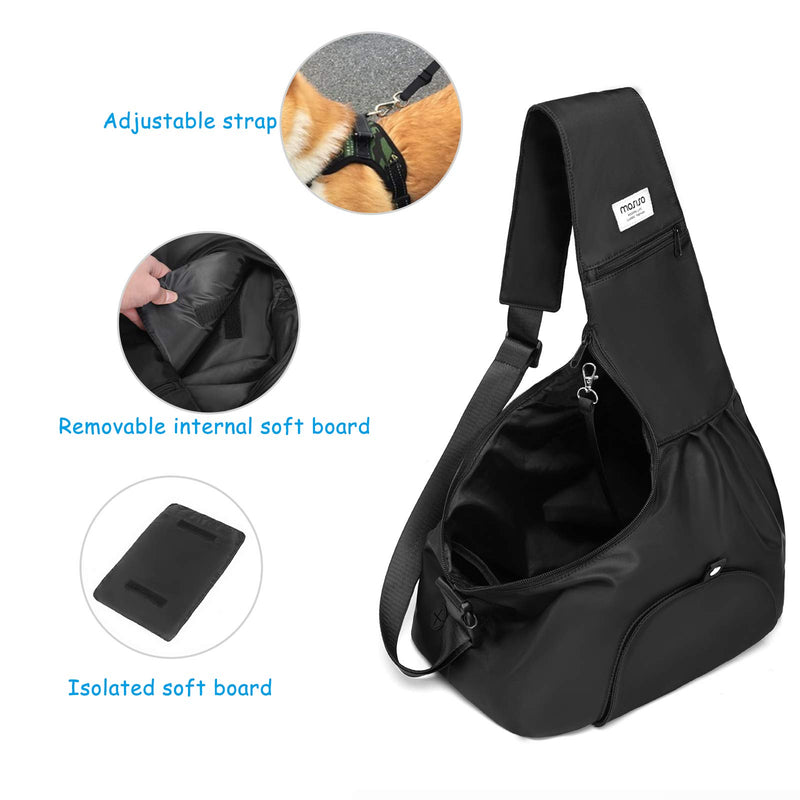 MOSISO Dog Cat Carrier Sling Bag,Pet Carrier Curved Zipper Tote Bag Hands Free Adjustable Strap Puppy Travel Shoulder Bag with Safety Belt Padded Bottom Support for Small Pets Outdoor Travelling,Black - PawsPlanet Australia