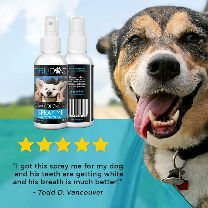 Dog Breath Freshener - Spray Me: Doggy Dental Spray (4Oz) - All Natural Ingredients That Freshen Breath While Reducing Dental Plaque and Tartar Build-Up Without Brushing - Veterinarian Approved 4 oz - PawsPlanet Australia