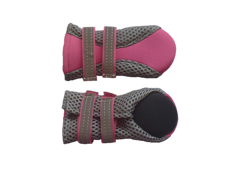 [Australia] - LONSUNEER Puppy Soft Sole Nonslip Mesh Boots 2 Reflective Straps Breathable Set of 4 Small Pink 