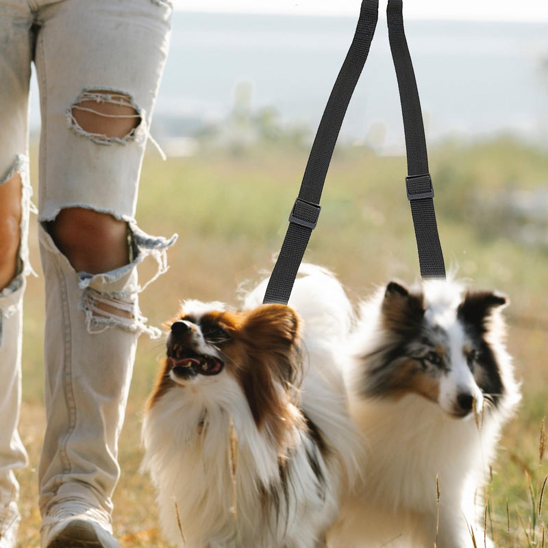 Dog Leash Flexi Adjustable Splitter Shock-Absorbing Leash Lead Pull Stop Hiking Leash Double Leash for 2 Dogs Collar Small Medium and Large Jogging Running Training Training Lead Accessories (Black) Black - PawsPlanet Australia