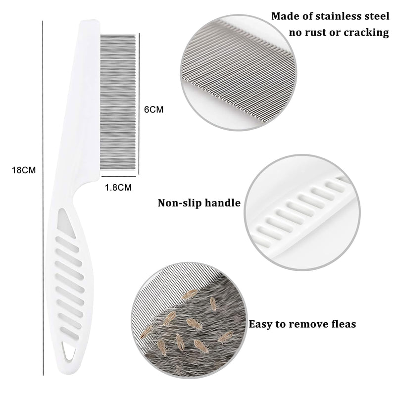 Flea comb for dogs and cats, professional dog combs, pet comb for removing fleas, lice comb, dust comb with rounded metal tines for gentle care, gentle and safe thanks to rounded tines - PawsPlanet Australia
