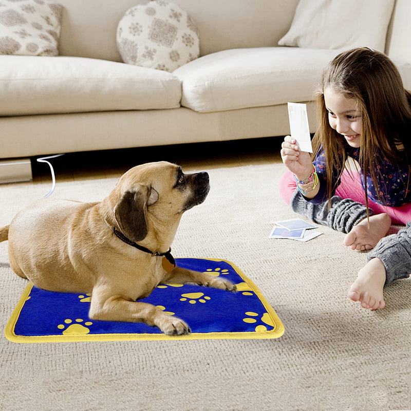 Pet Heating Pad, Waterproof Dog Heating Pad Mat for Cat with 5 Level Timer and Temperature, Pet Heated Warming Pad with Durable Anti-Bite Tube Indoor for Puppy Dog Cat (Blue Paw, 18" X 18") - PawsPlanet Australia