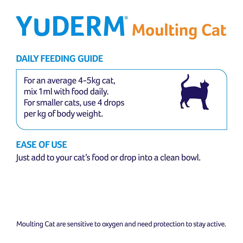 Lintbells | YuDERM Moulting Cat Formerly YuMEGA | Coat and Skin Supplement for Cats with Dry or Dull Coats, All Ages and Breeds | 50 ml Bottle - PawsPlanet Australia