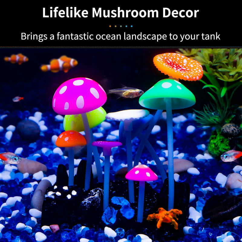Uniclife Glowing Effect Artificial Mushroom Aquarium Plant Decor Ornament Decoration for Fish Tank Landscape - PawsPlanet Australia