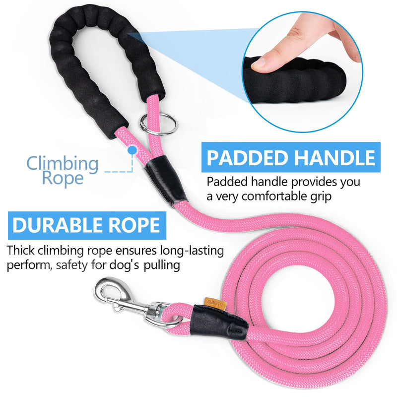 Dog Leash, Braided Rope Traction – Walking Training Lead for Small/Medium Dogs ((1/3") - 6FT, Pink) (1/3") - 6FT - PawsPlanet Australia