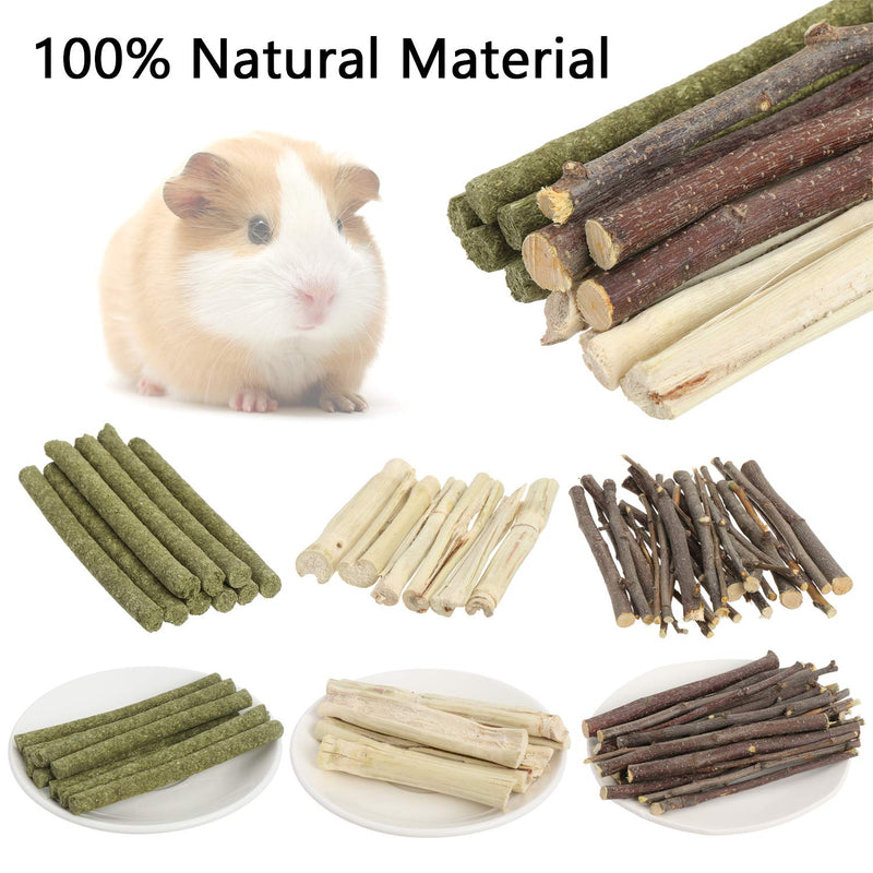genenic 3 Pack Bunny Chew Toys, 300g Natural Apple Sticks Timothy Sticks And Sweet Bamboo Teeth Grinding Toy, Bunny Hamster Parrot Chinchillas Guinea Pig Gerbils Teeth Toy - PawsPlanet Australia