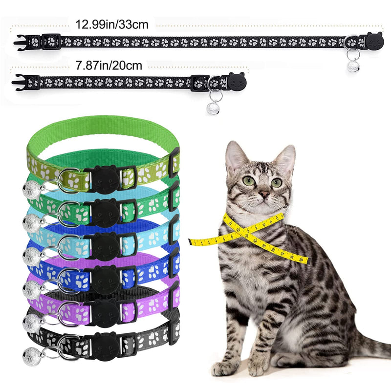 onebarleycorn Cat collar, cat collar with safety clasp, cat collar with bell, reflective cat collar, adjustable (12 pieces) - PawsPlanet Australia