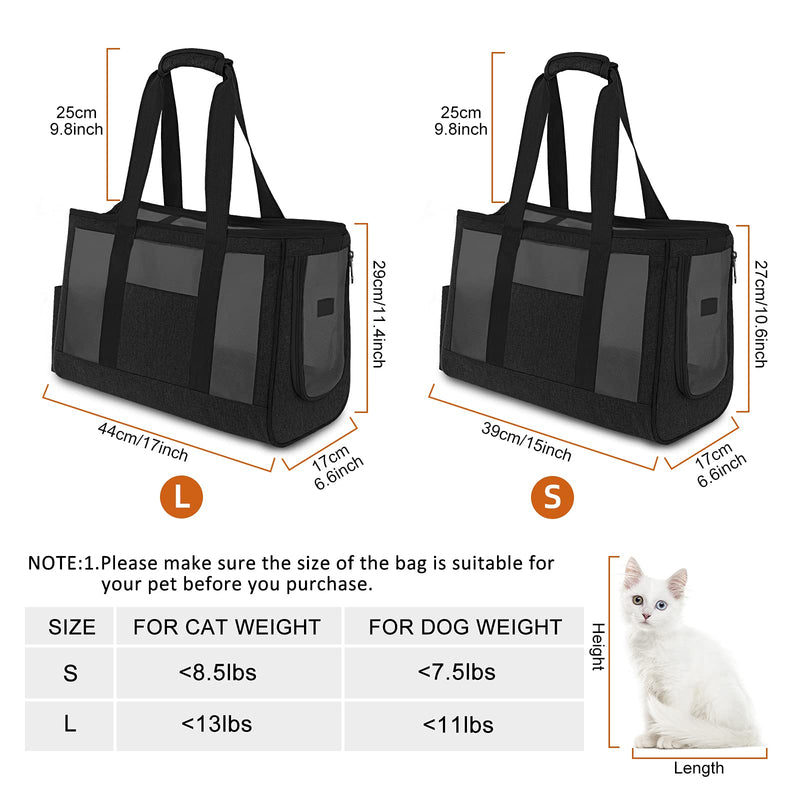Cityork Dog Cat Carrier for Small Medium Dogs Cats, Small Pet Cat Dog Carriers Tote for Outdoor Walking, Comfortable Breathable Cat Dog Purse Bags, Soft Carry Cage Bag for Dog Cat Black - PawsPlanet Australia