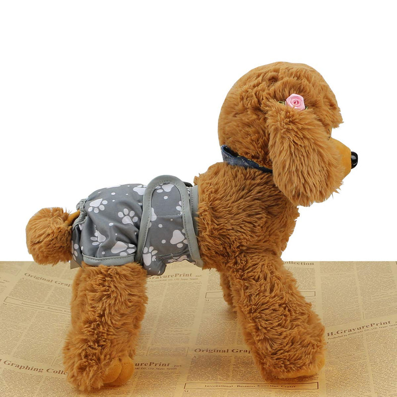 Hisprout Female Dog Diaper Reusable Washable Durable Doggie Diapers Pants (DDFM05) M Grey Footprints - PawsPlanet Australia