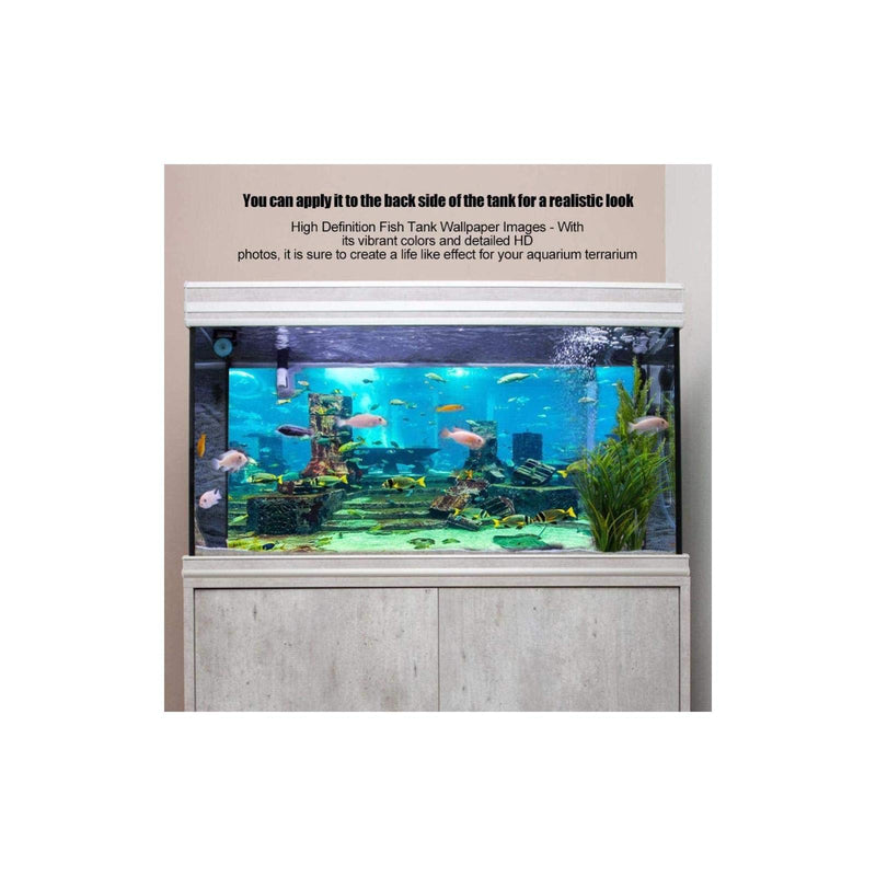 Undersea City Ruins Aquarium Poster, PVC Coral Aquarium Background Underwater Poster Fish Tank Wall Decorations Sticker 122*46cm - PawsPlanet Australia