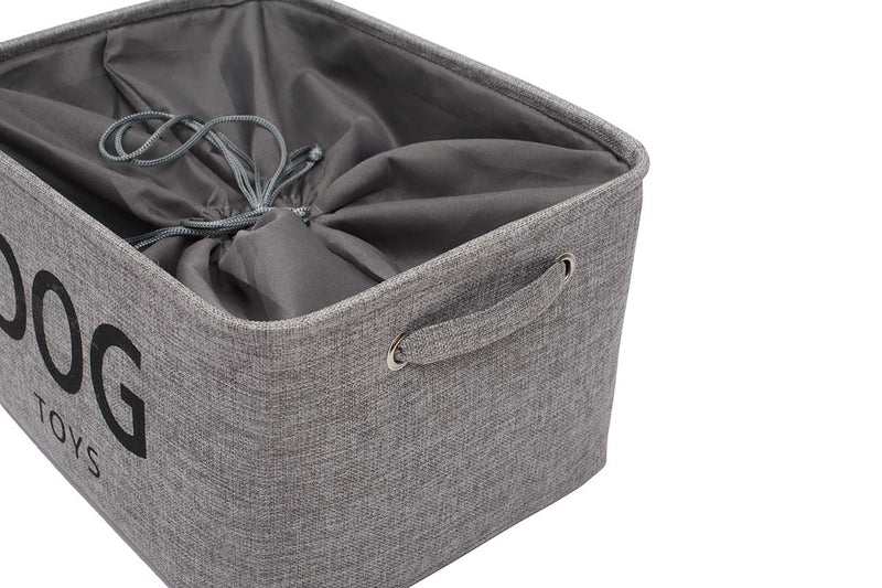 Brabtod Canvas Dog Toy Box Pet Dog Toy Bin Storage with Handles and Drawstring Closure - Idea for Organizing Pet Toys, Blankets, Leashes, Towel, Clothing, Diaper, Pet Pee Mat - Grey - PawsPlanet Australia