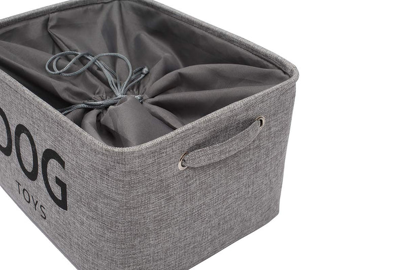 Morezi Canvas Dog Toy Box Puppy Toy Basket Bin with Handles and Drawstring Closure - Perfect for Organizing Pet Toys, Blankets, Leashes, Towel, Coats, Diaper, Pet Pee Mat - Grey - PawsPlanet Australia