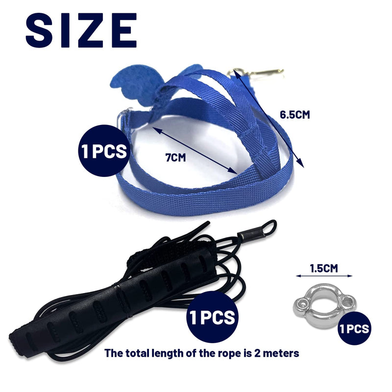 2 metre long adjustable parrot training rope, bird harness for outdoor activities, elastic strap training rope, with 1 bird foot ring. - PawsPlanet Australia